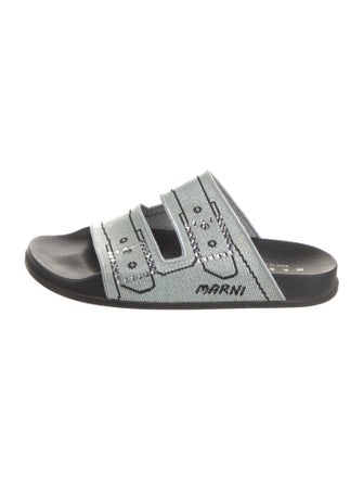 Marni Printed Crystal Embellishments Slides