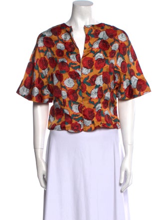 Marni Floral Print V-Neck Crop Top