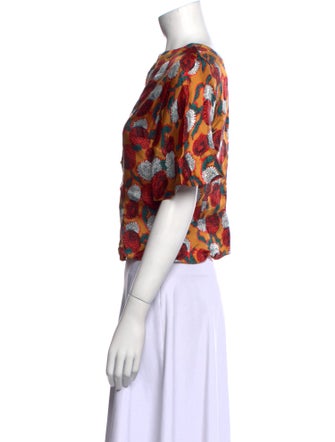 Marni Floral Print V-Neck Crop Top