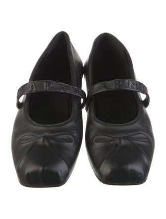 Marni Leather Bow Accents Mary Jane Flats