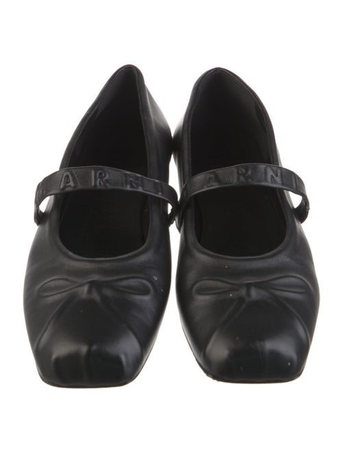 Marni Leather Bow Accents Mary Jane Flats