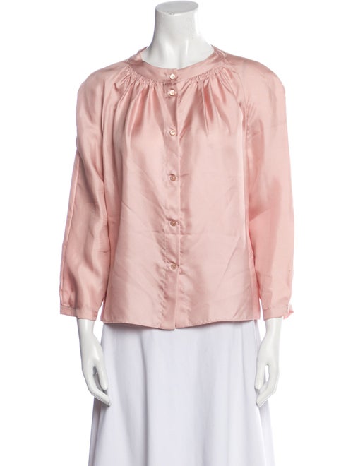 Marni Silk Mock Neck Button-Up Top