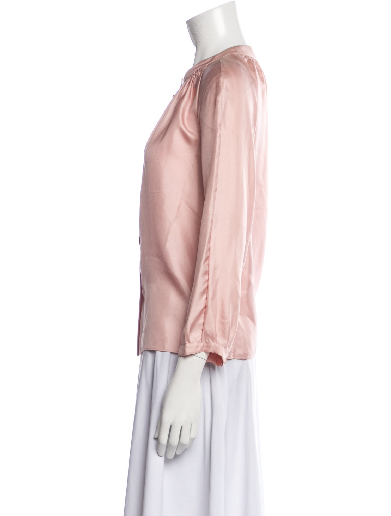 Marni Silk Mock Neck Button-Up Top