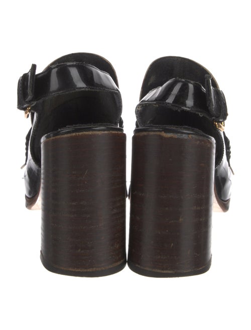 Marni Patent Leather Fringe Trim Accent Slingback Pumps