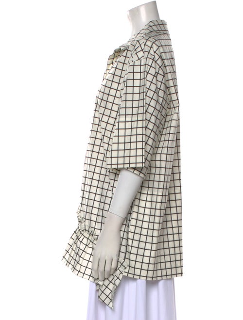 Marni Plaid Print V-Neck Button-Up Top