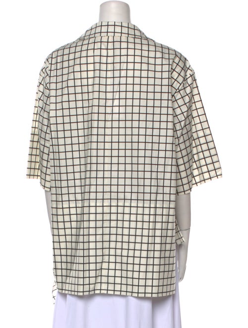 Marni Plaid Print V-Neck Button-Up Top