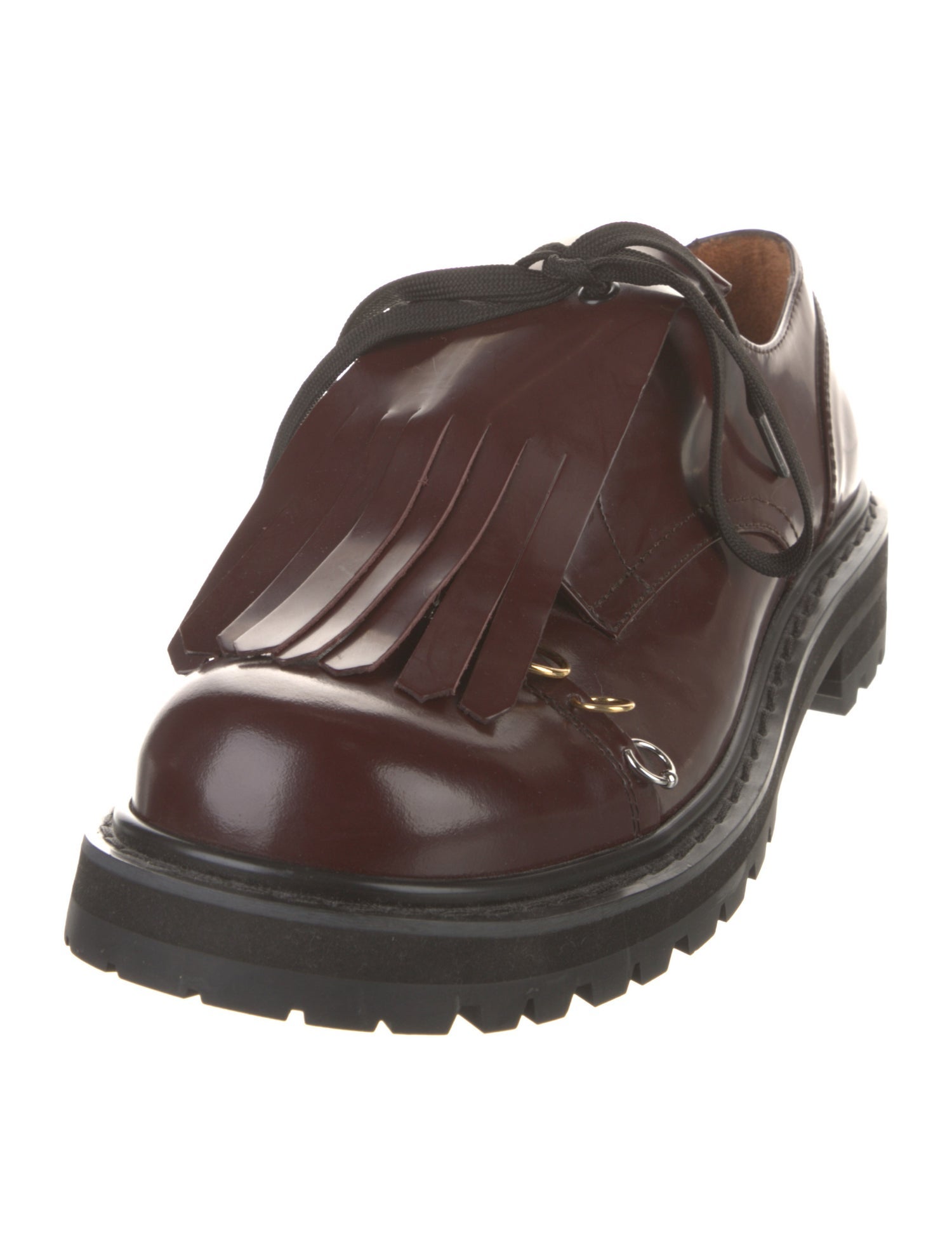 Marni Leather Fringe Trim Accent Loafers