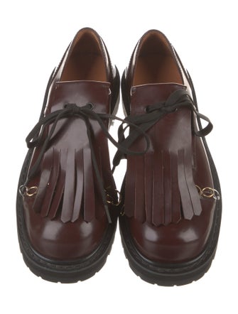 Marni Leather Fringe Trim Accent Loafers