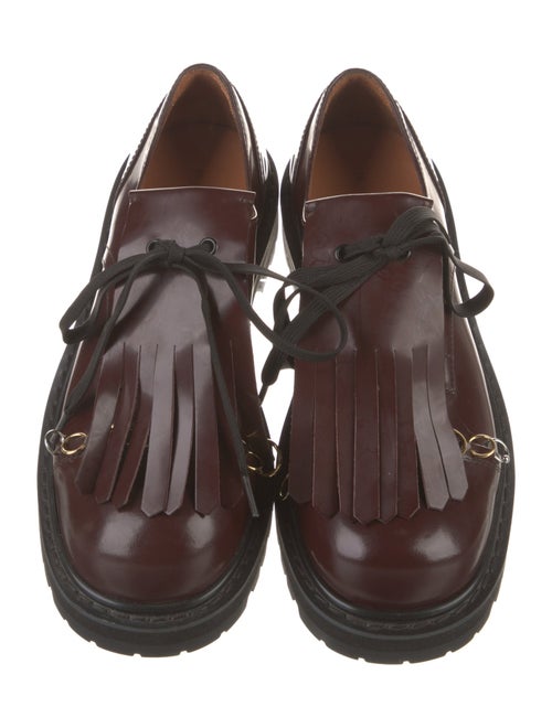Marni Leather Fringe Trim Accent Loafers
