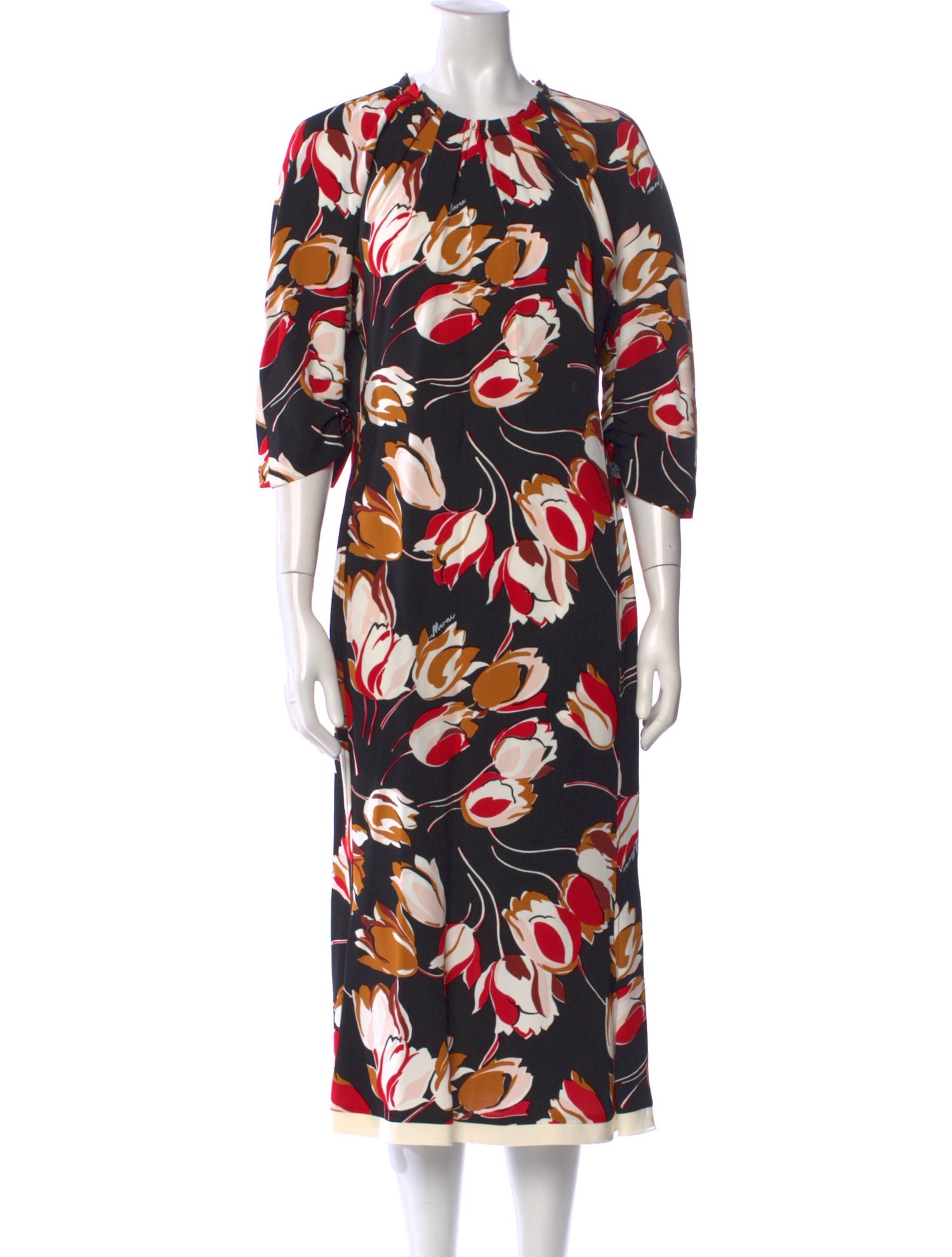 Marni Floral Print Midi Length Dress