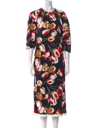 Marni Floral Print Midi Length Dress