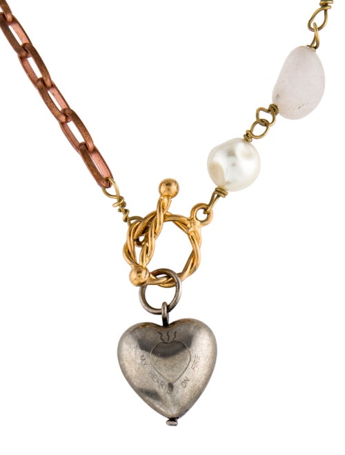 Marni Faux Pearl & Crystal Heart Pendant Necklace