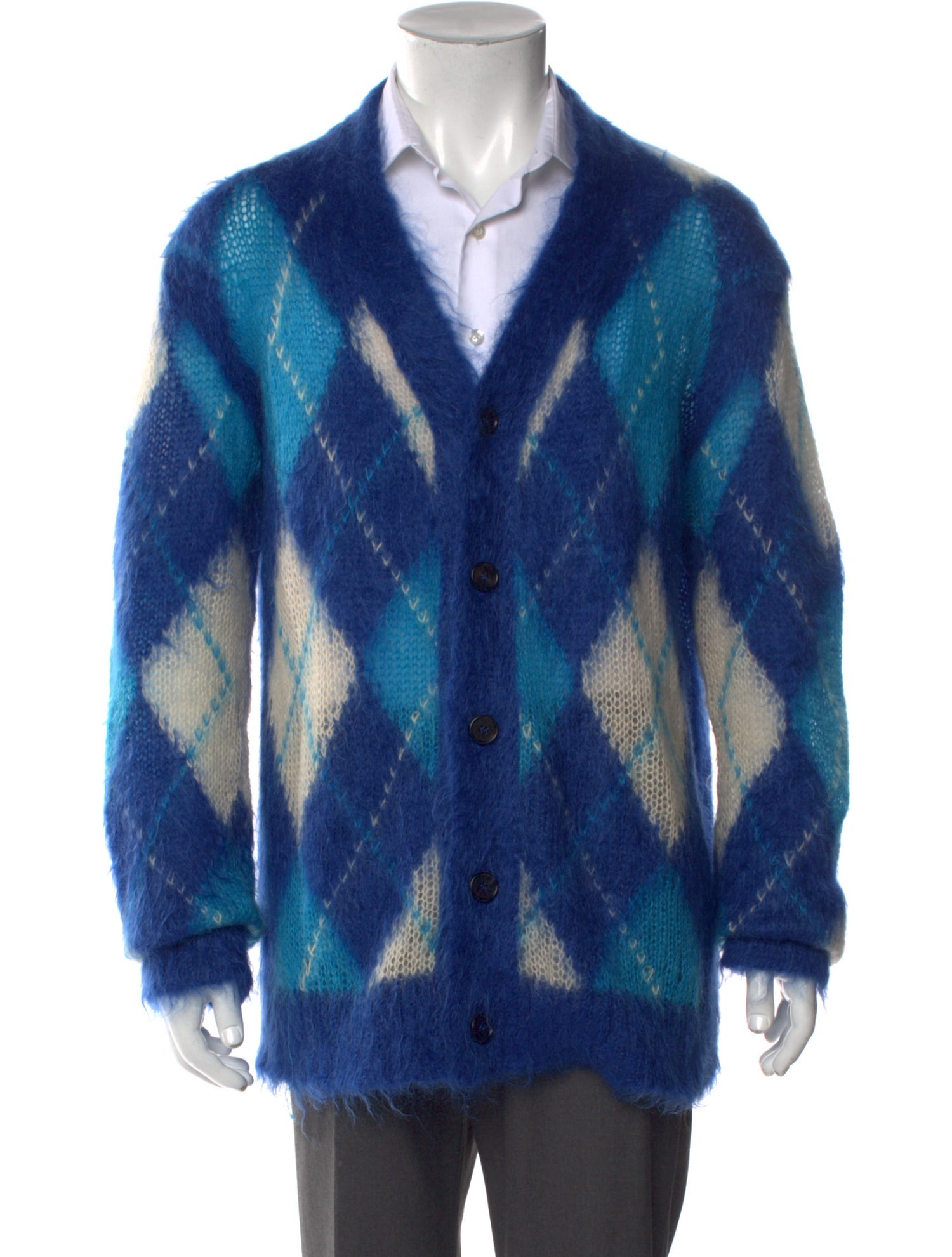 Marni Mohair Plaid Print Cardigan