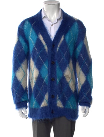 Marni Mohair Plaid Print Cardigan