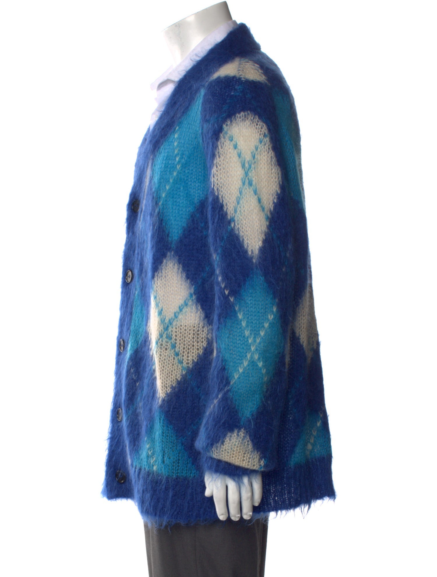 Marni Mohair Plaid Print Cardigan