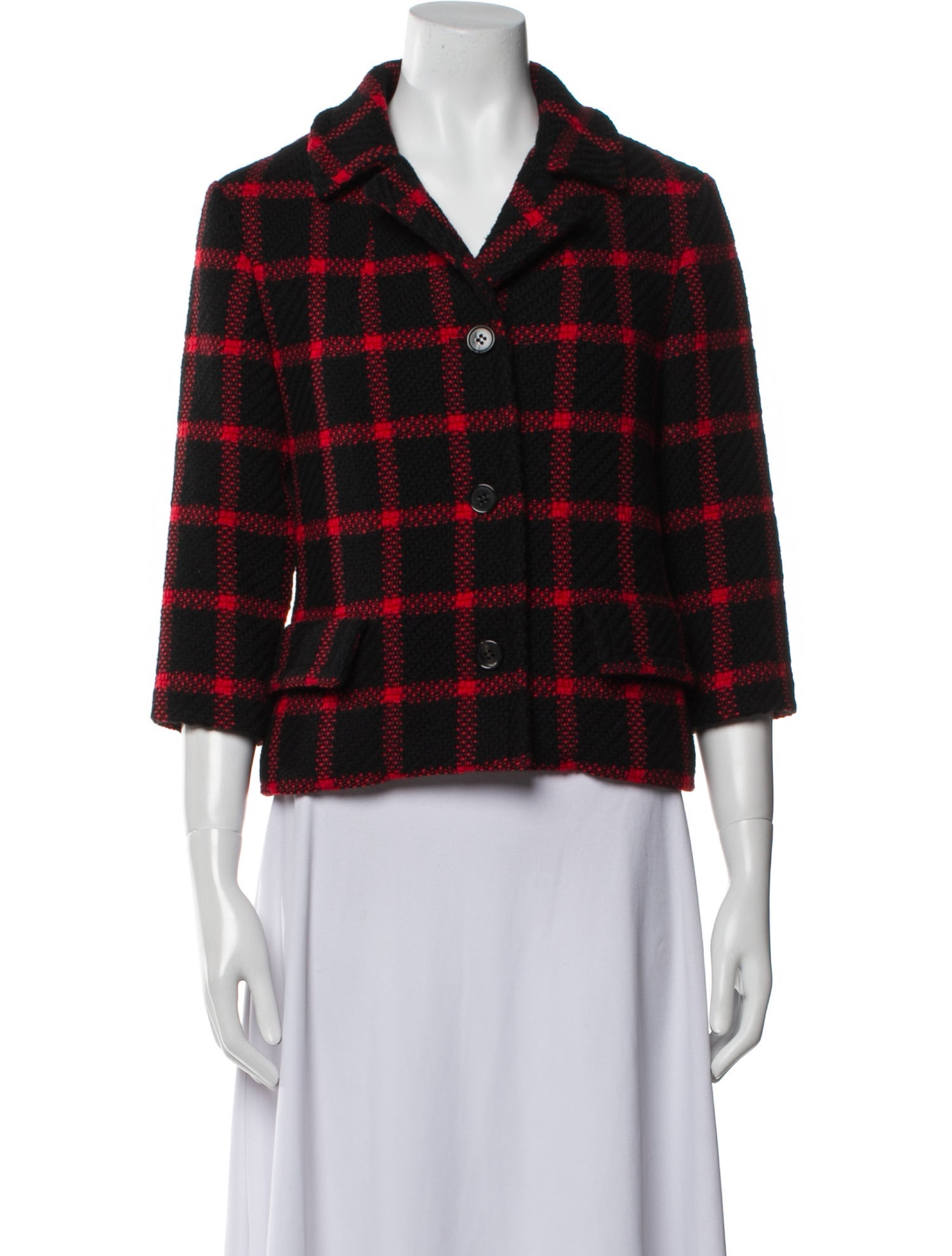 Marni Virgin Wool Plaid Print Blazer
