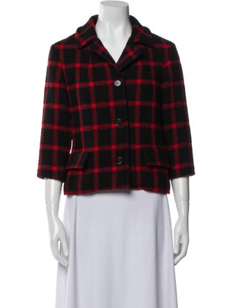 Marni Virgin Wool Plaid Print Blazer