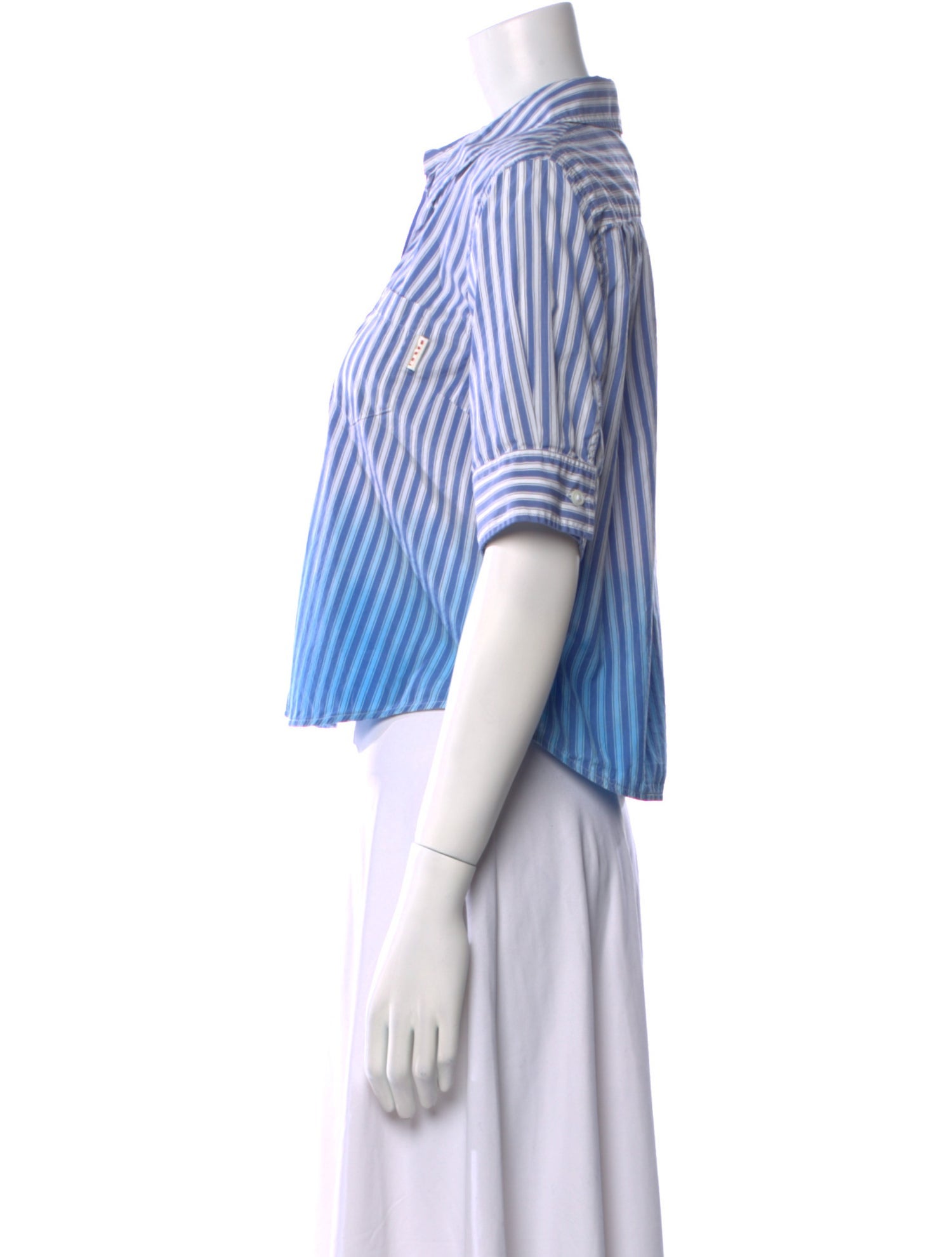 Marni Striped Short Sleeve Button-Up Top