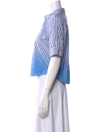 Marni Striped Short Sleeve Button-Up Top