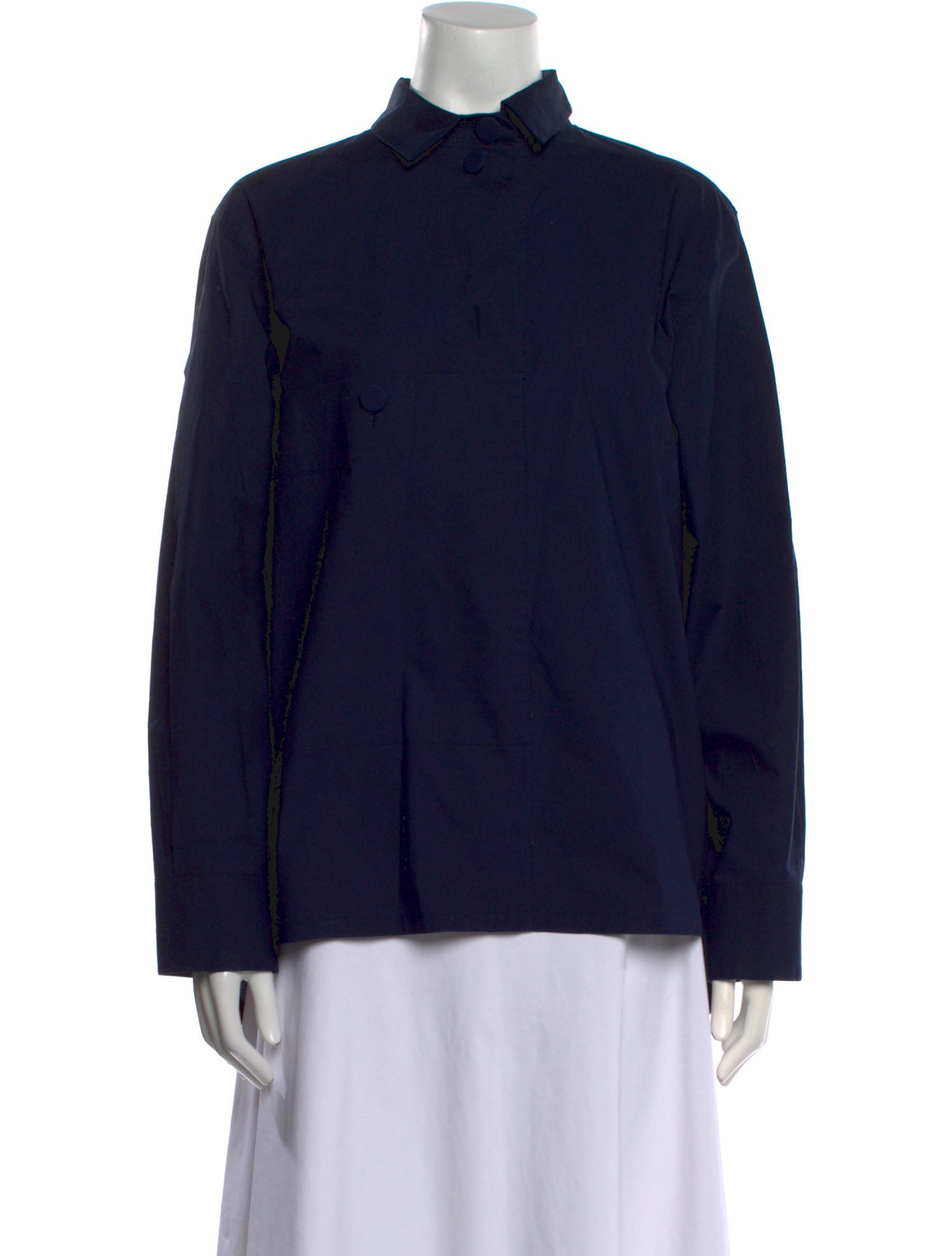 Marni Mock Neck Long Sleeve Button-Up Top