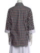 Marni Plaid Print Three-Quarter Sleeve Button-Up Top