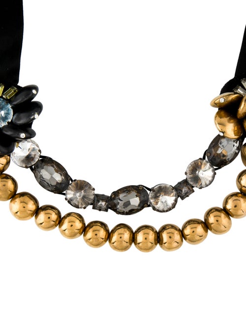 Marni Crystal, Wood, Bead & Silk Collar Necklace