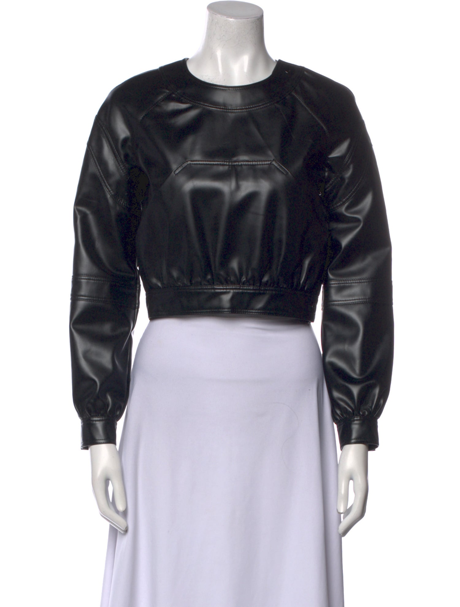 Marni Faux Leather Crew Neck Crop Top