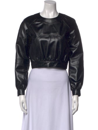 Marni Faux Leather Crew Neck Crop Top