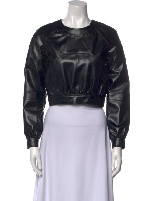 Marni Faux Leather Crew Neck Crop Top
