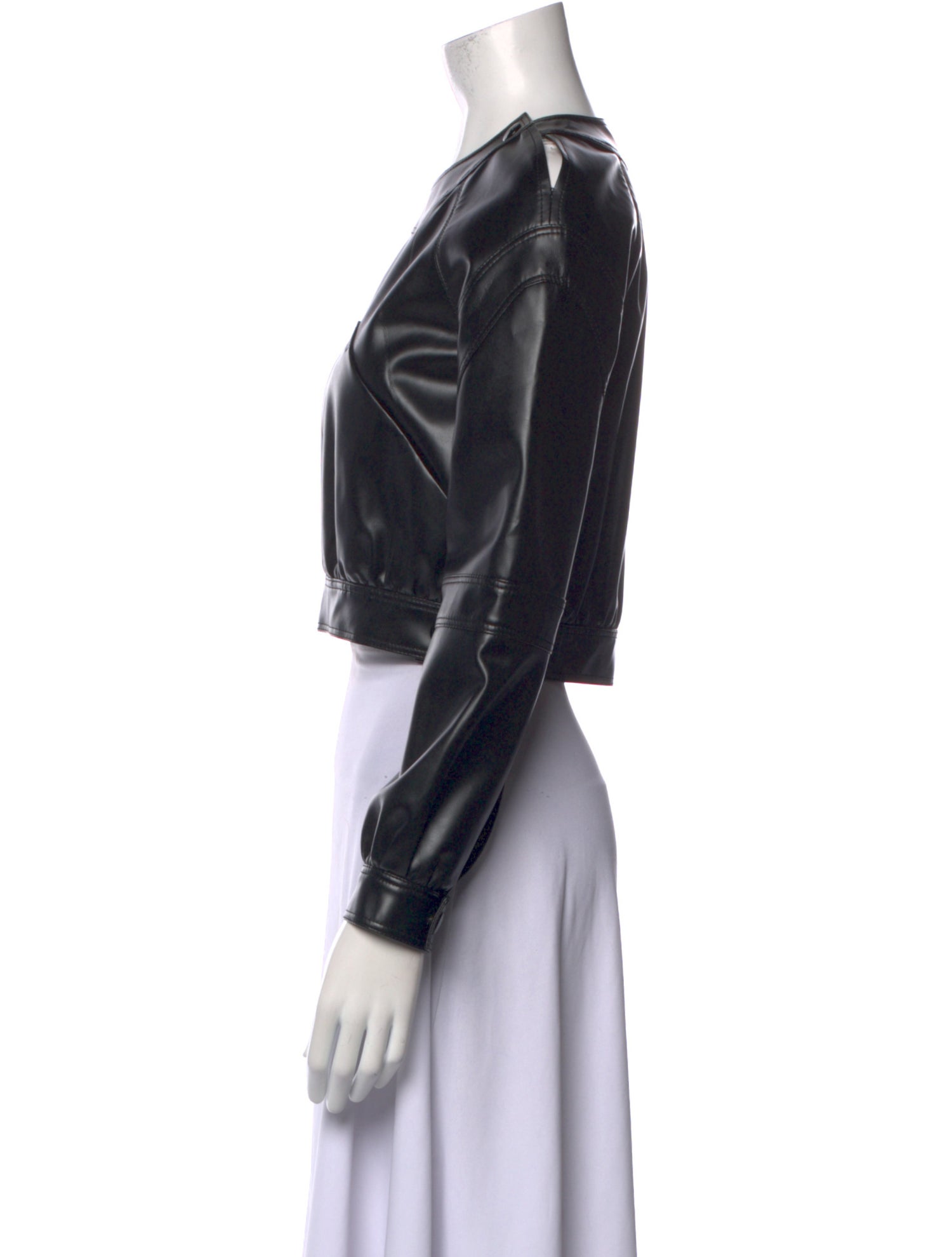 Marni Faux Leather Crew Neck Crop Top