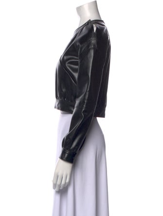 Marni Faux Leather Crew Neck Crop Top