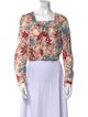 Marni Floral Print Square Neckline Crop Top
