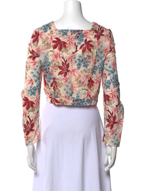 Marni Floral Print Square Neckline Crop Top