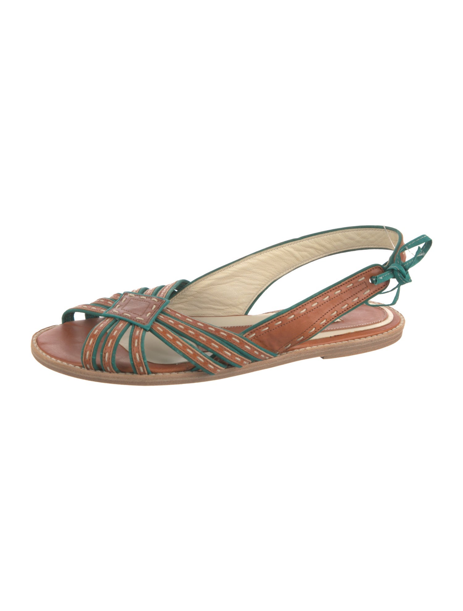 Marni Leather Striped Slingback Sandals