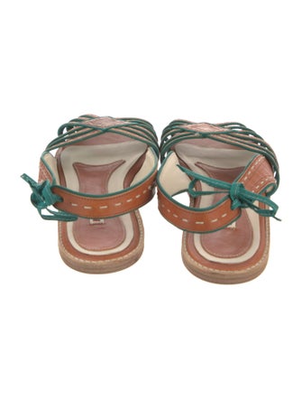 Marni Leather Striped Slingback Sandals