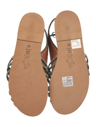 Marni Leather Striped Slingback Sandals