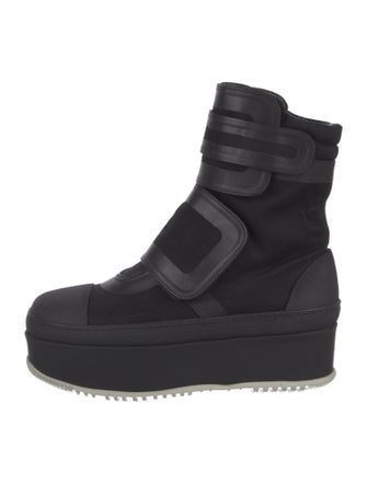 Marni Canvas Leather Trim Embellishment Boots