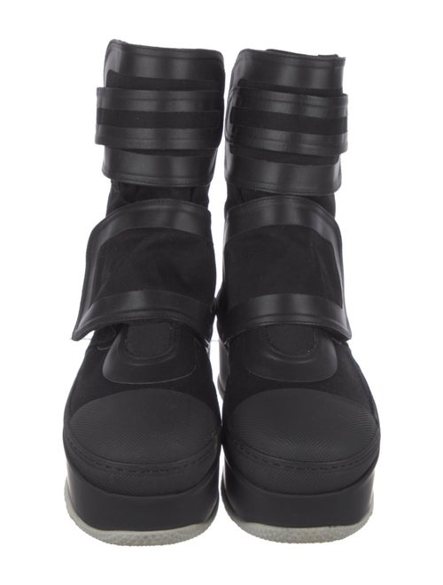 Marni Canvas Leather Trim Embellishment Boots