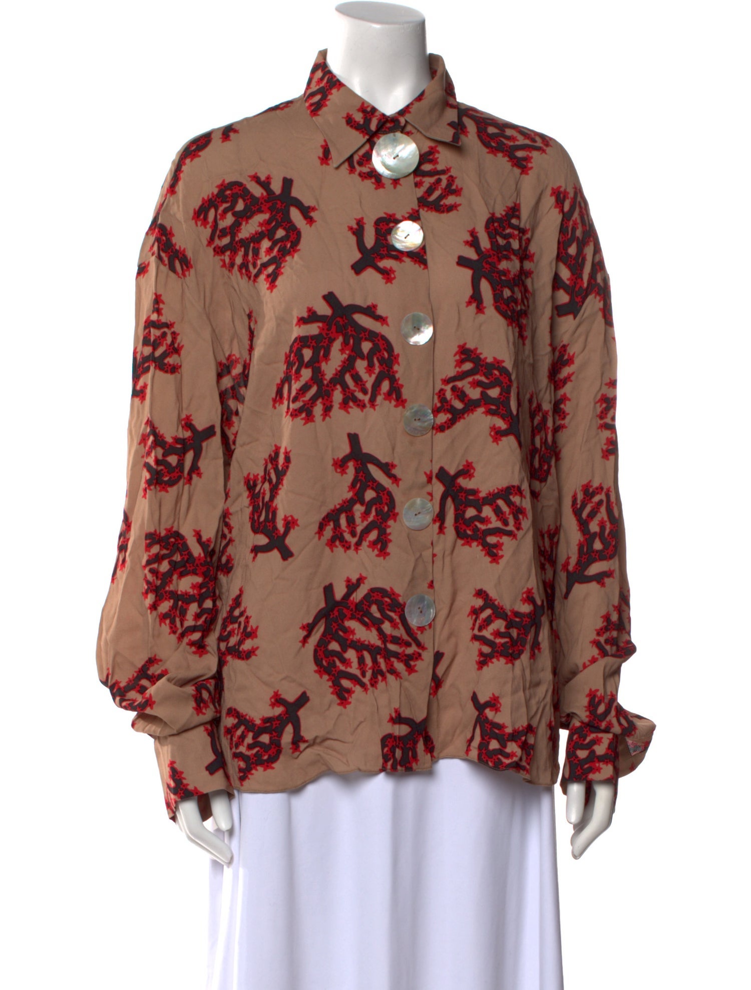 Marni Printed Long Sleeve Button-Up Top