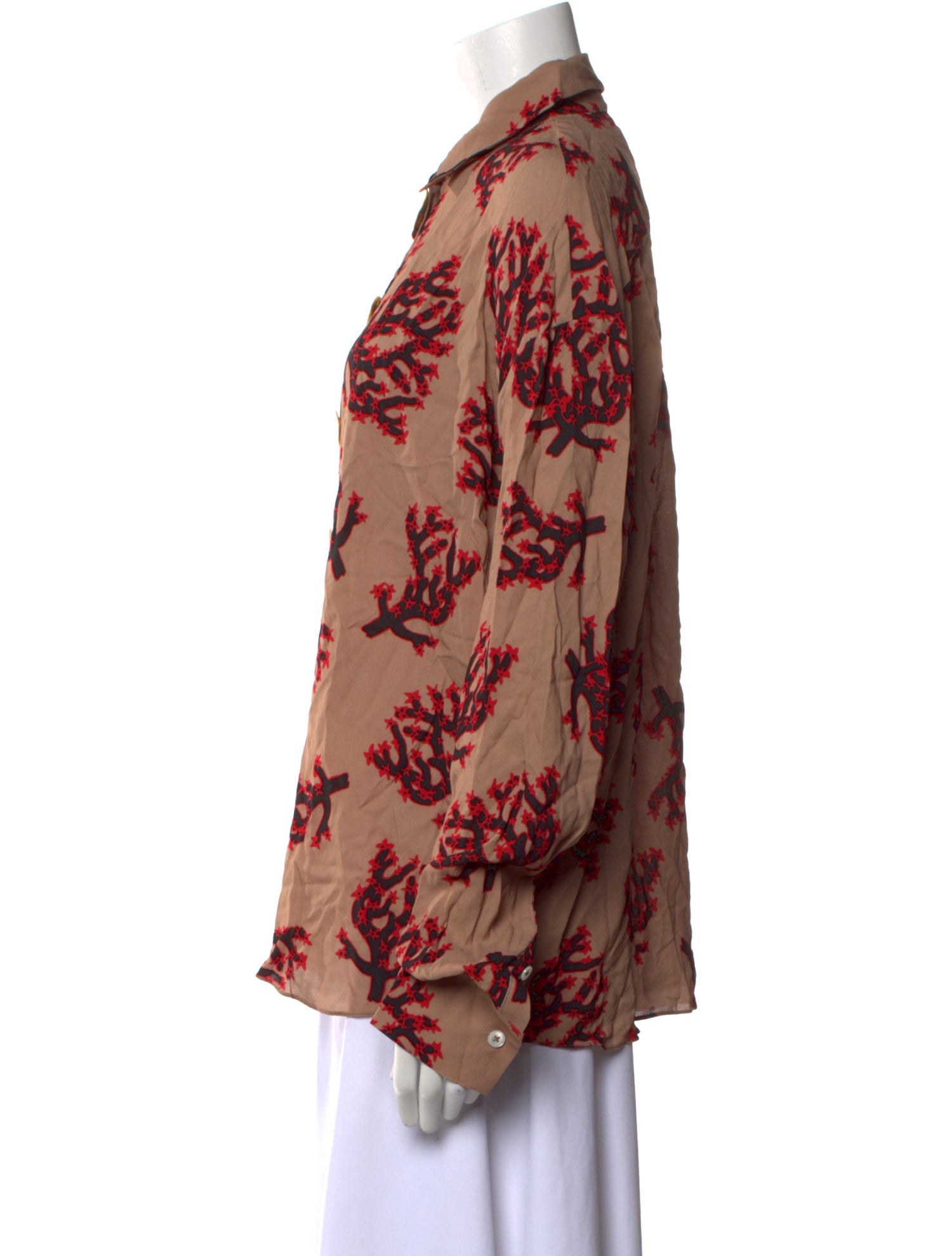 Marni Printed Long Sleeve Button-Up Top