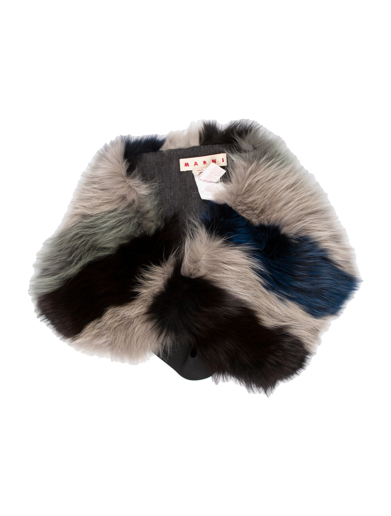 Marni Gray Fox Colorblock Pattern Stole