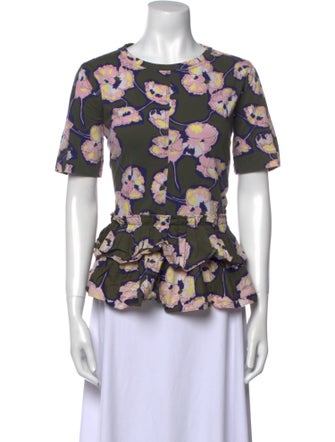 Marni Floral Print Crew Neck T-Shirt