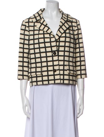 Marni Virgin Wool Plaid Print Blazer