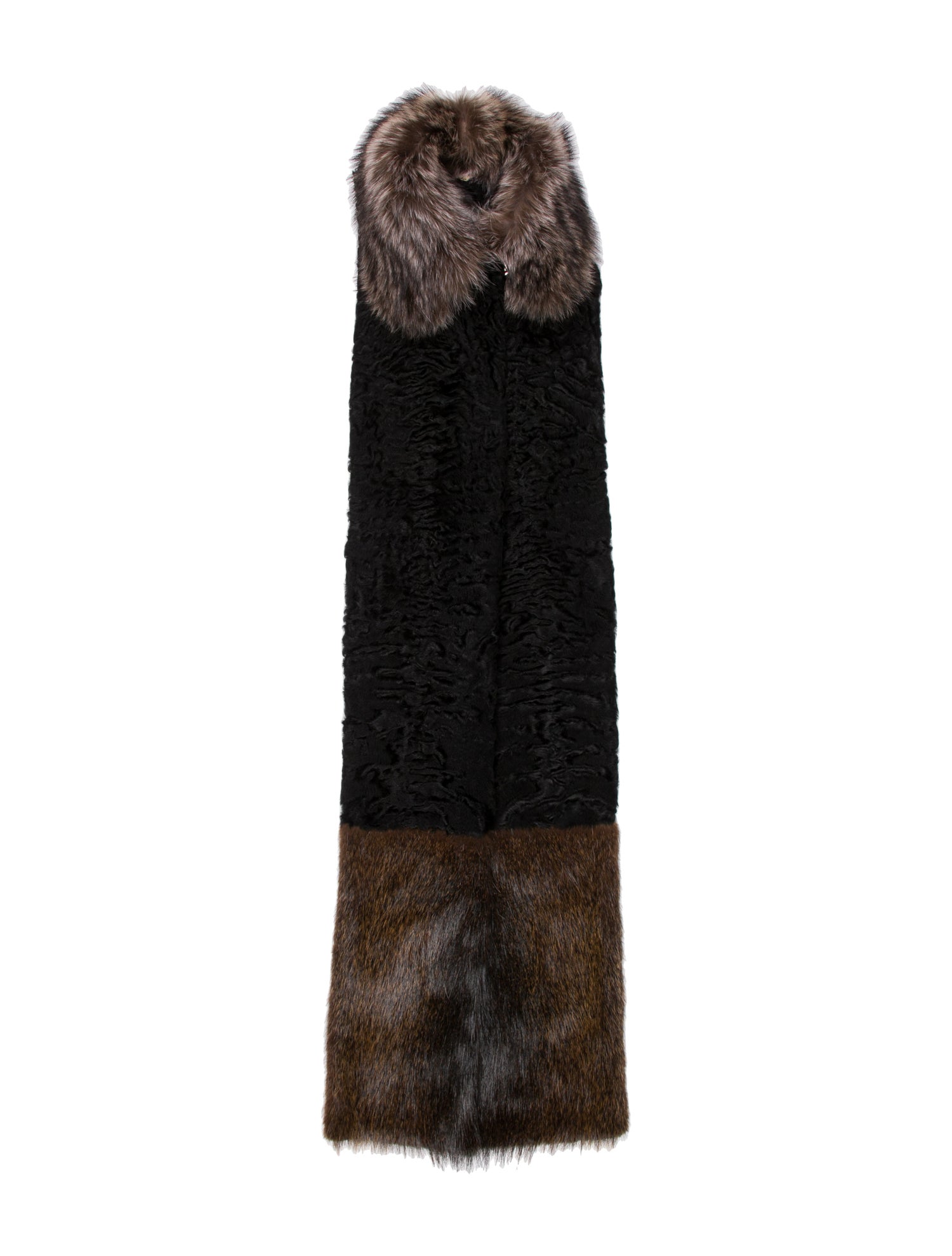 Marni Fur Colorblock Pattern Scarf