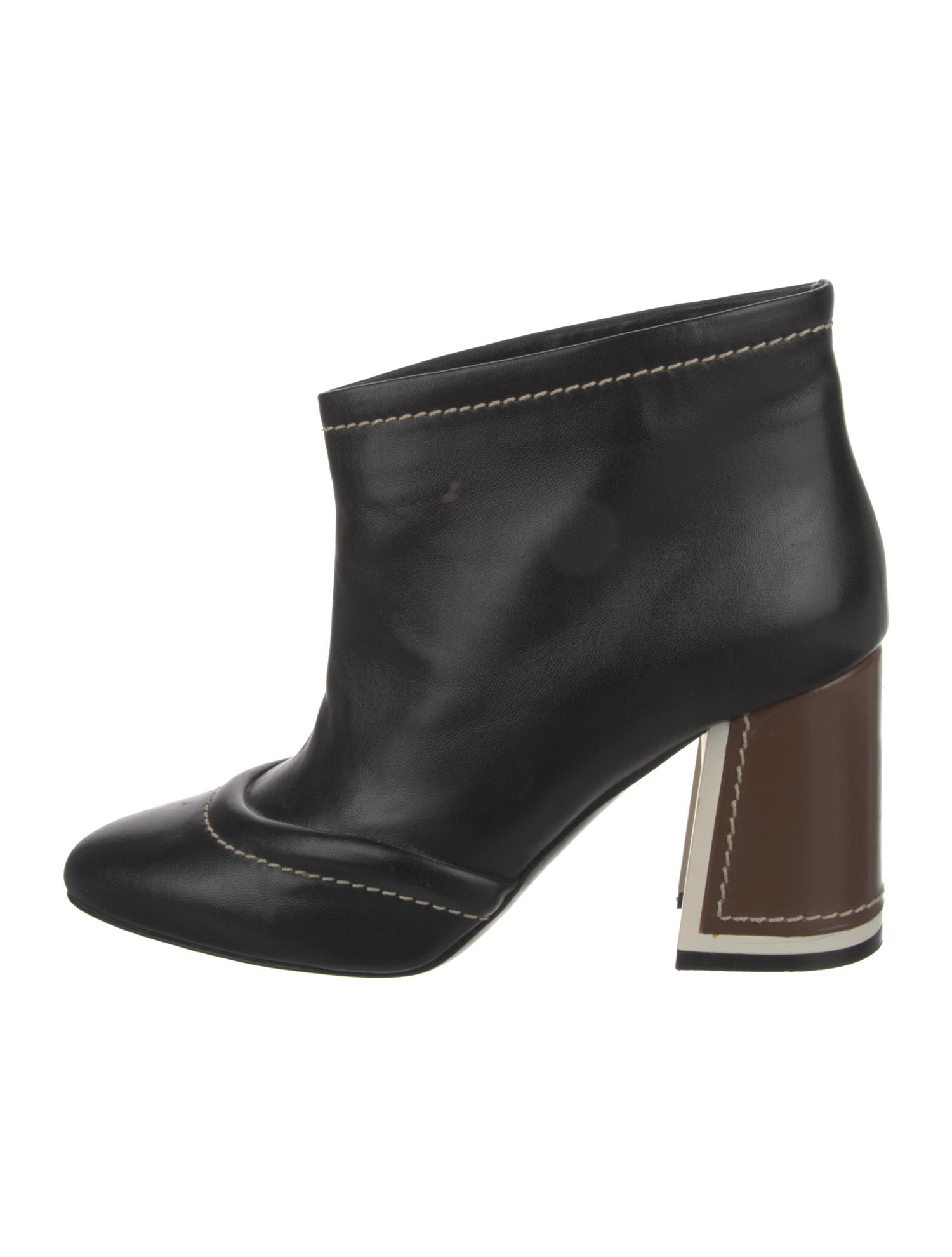 Marni Leather Whipstitch Trim Boots