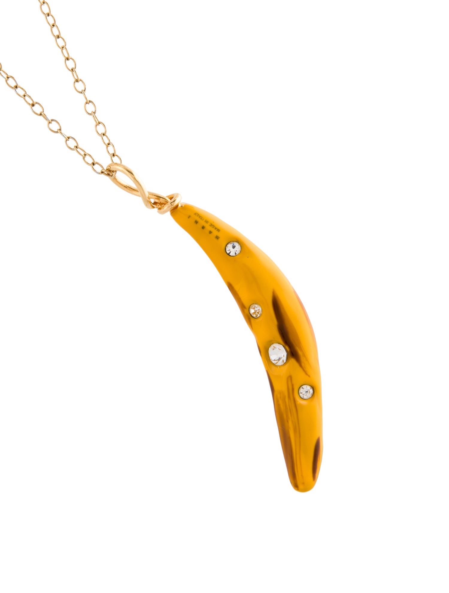 Marni Crystal & Enamel Banana Pendant Necklace