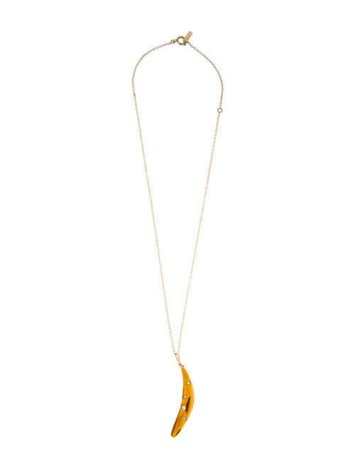 Marni Crystal & Enamel Banana Pendant Necklace