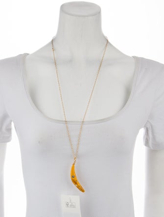 Marni Crystal & Enamel Banana Pendant Necklace