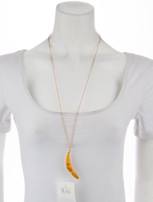 Marni Crystal & Enamel Banana Pendant Necklace