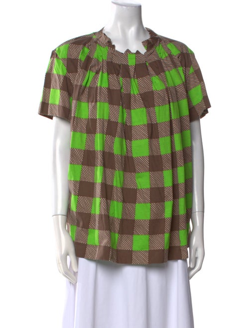 Marni Plaid Print Crew Neck Blouse